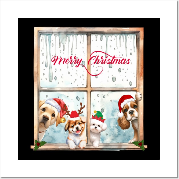 Merry Christmas from Cute furry friends Wall Art by TextureMerch